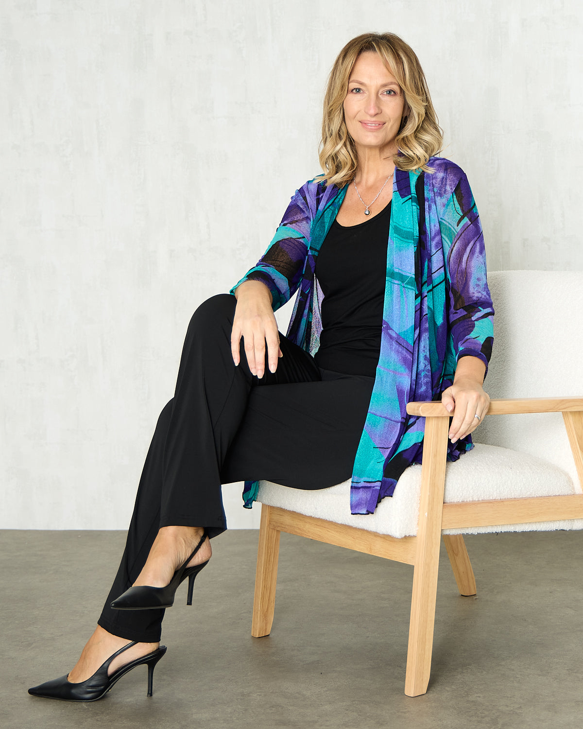 Naomi Mesh Jacket - Purple Abstract