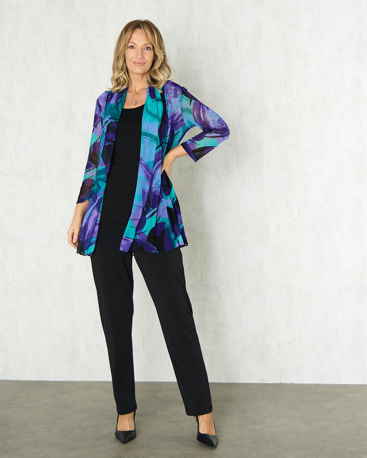 Naomi Mesh Jacket - Purple Abstract