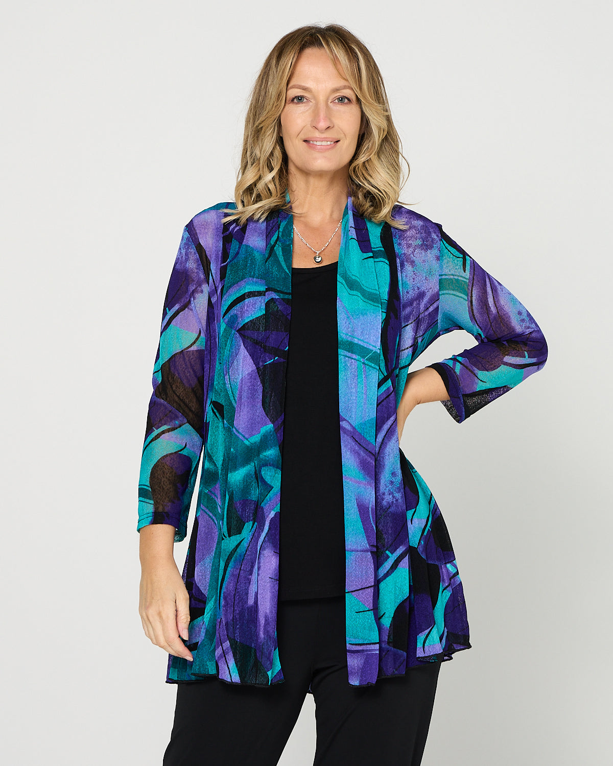 Naomi Mesh Jacket - Purple Abstract