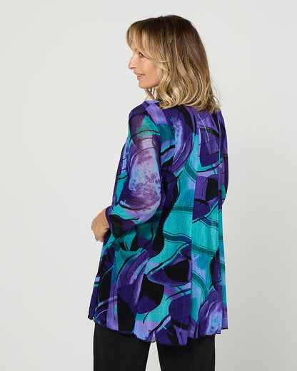 Naomi Mesh Jacket - Purple Abstract