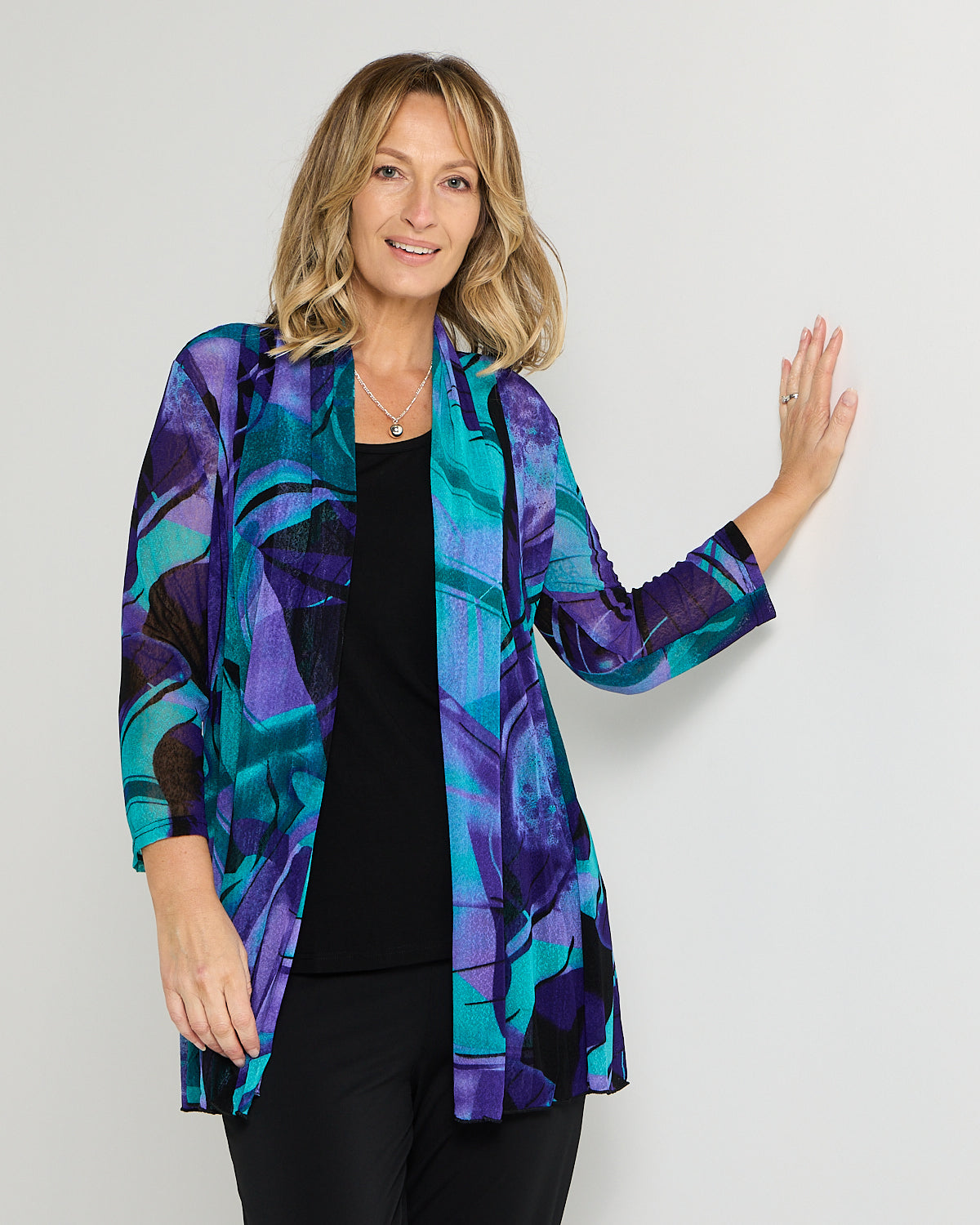 Naomi Mesh Jacket - Purple Abstract