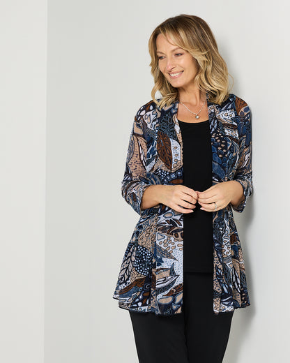 Naomi Mesh Jacket - Denim Tan Butterfly