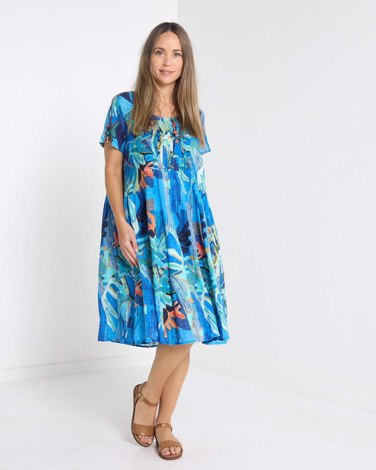 Dakota Relaxed Cotton Dress - Tropical