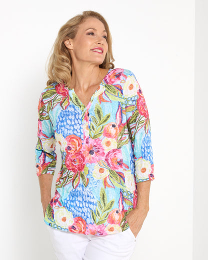 Grace Top - Turquoise Garden