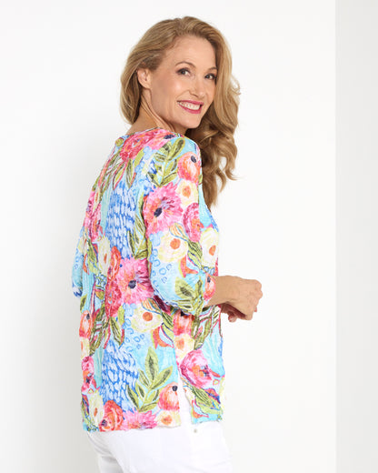 Grace Top - Turquoise Garden
