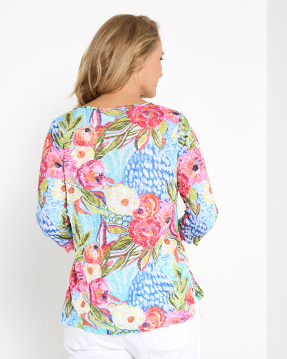 Grace Top - Turquoise Garden