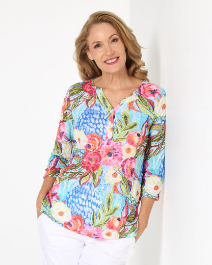 Grace Top - Turquoise Garden