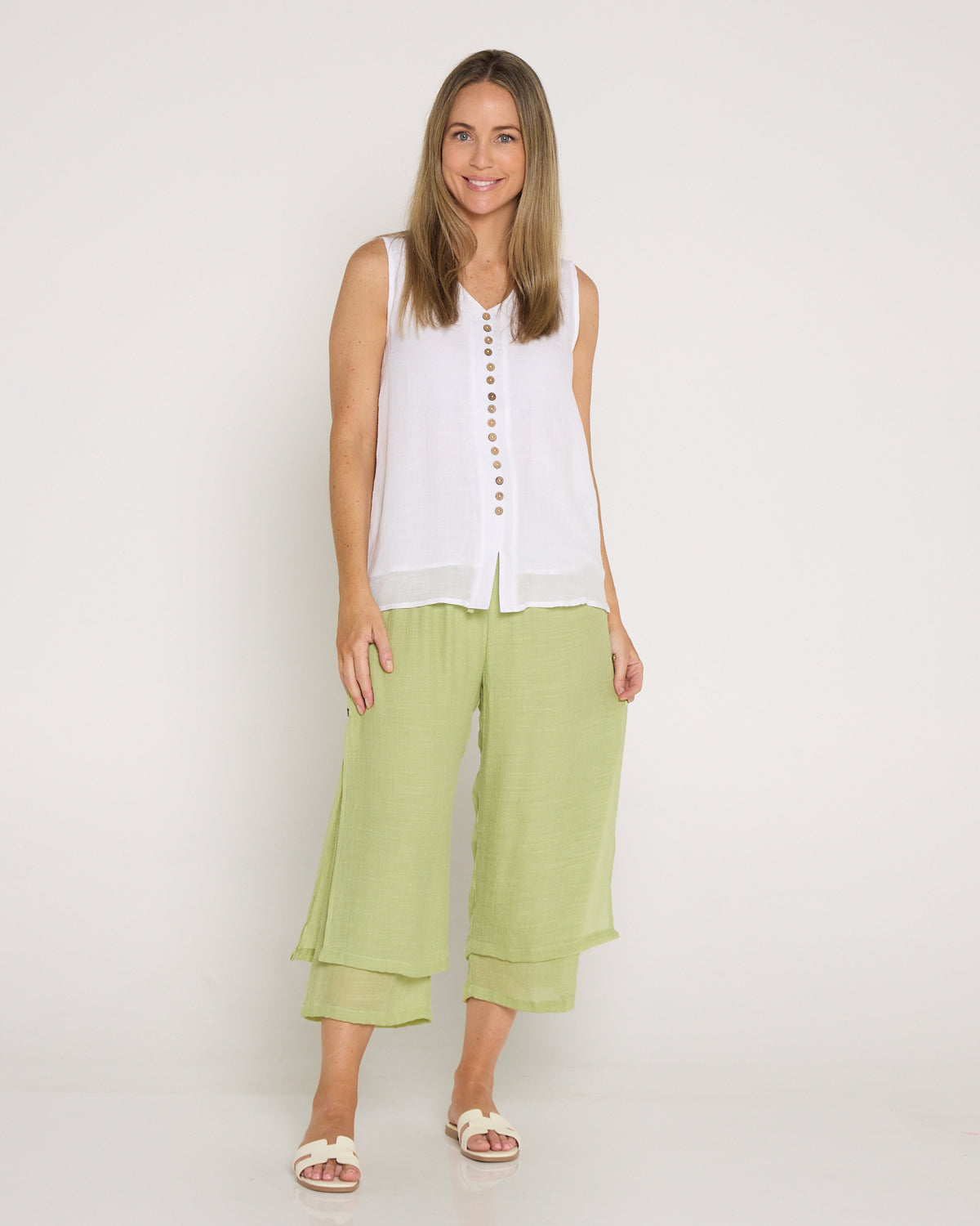 Liana Cropped Pants - Light Sage