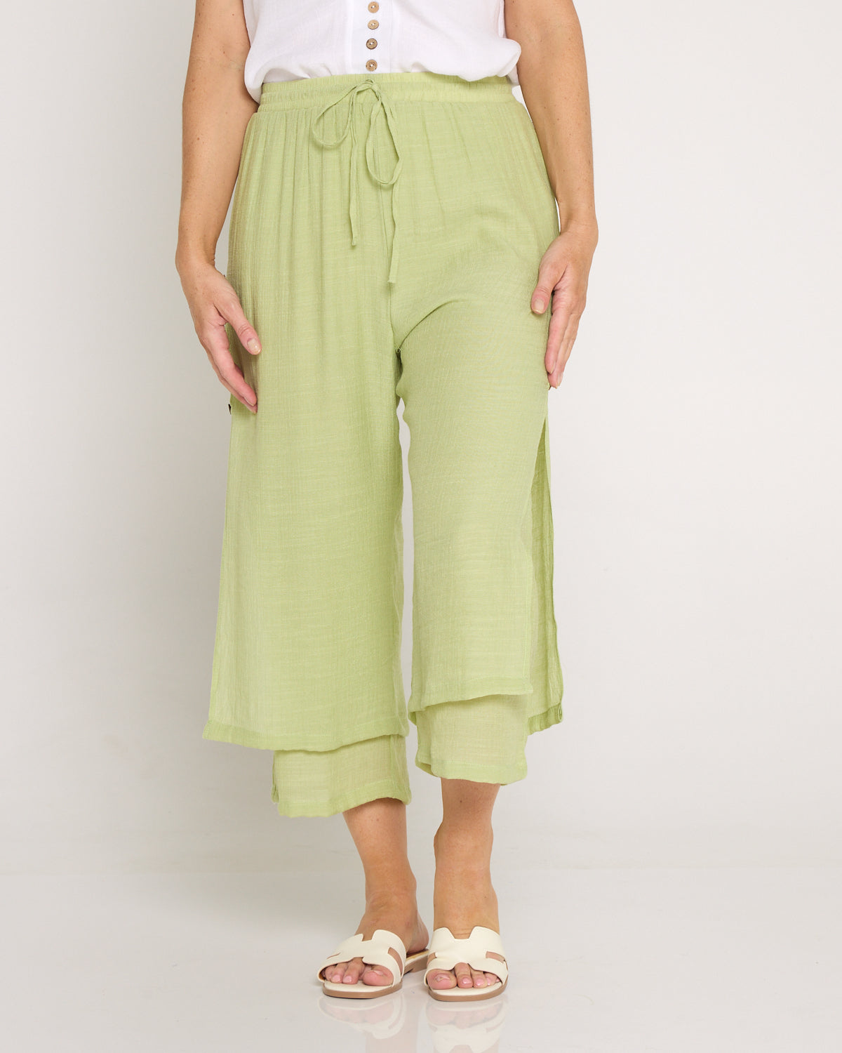 Liana Cropped Pants - Light Sage