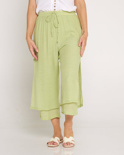 Liana Cropped Pants - Light Sage