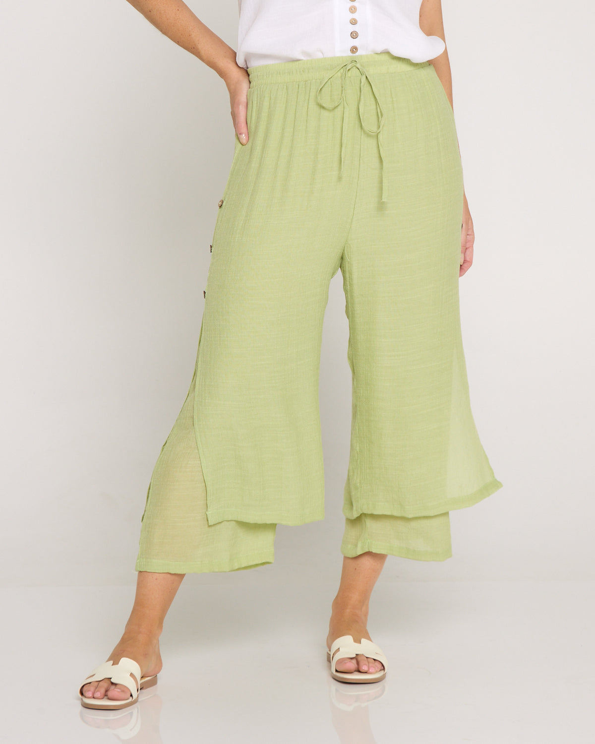 Liana Cropped Pants - Light Sage