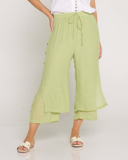 Liana Cropped Pants - Light Sage