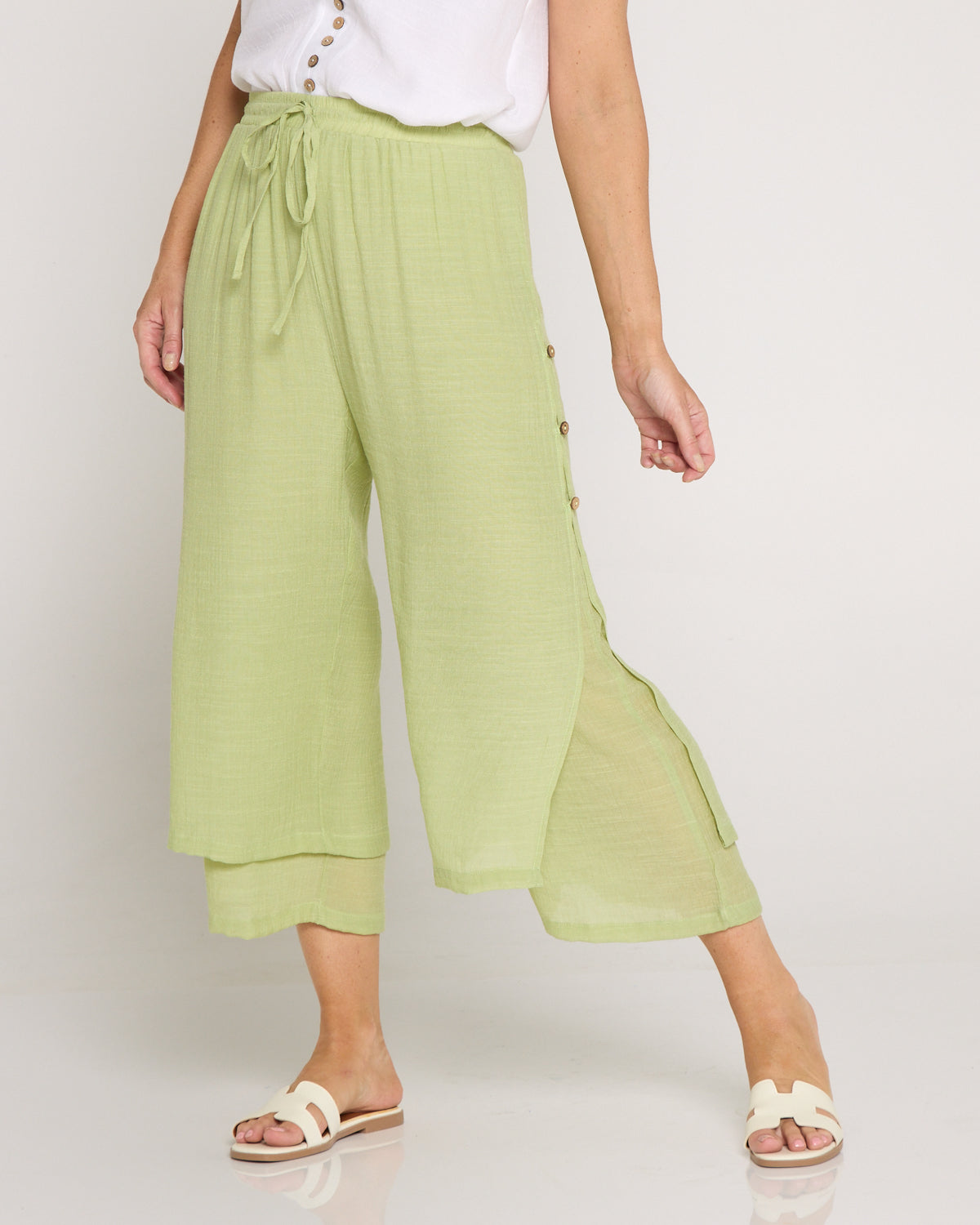 Liana Cropped Pants - Light Sage