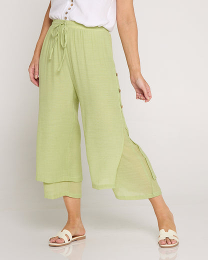 Liana Cropped Pants - Light Sage