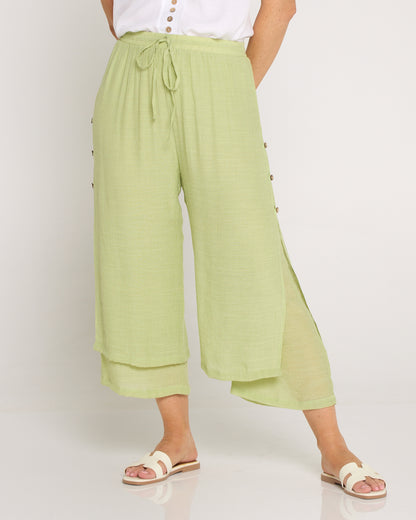 Liana Cropped Pants - Light Sage