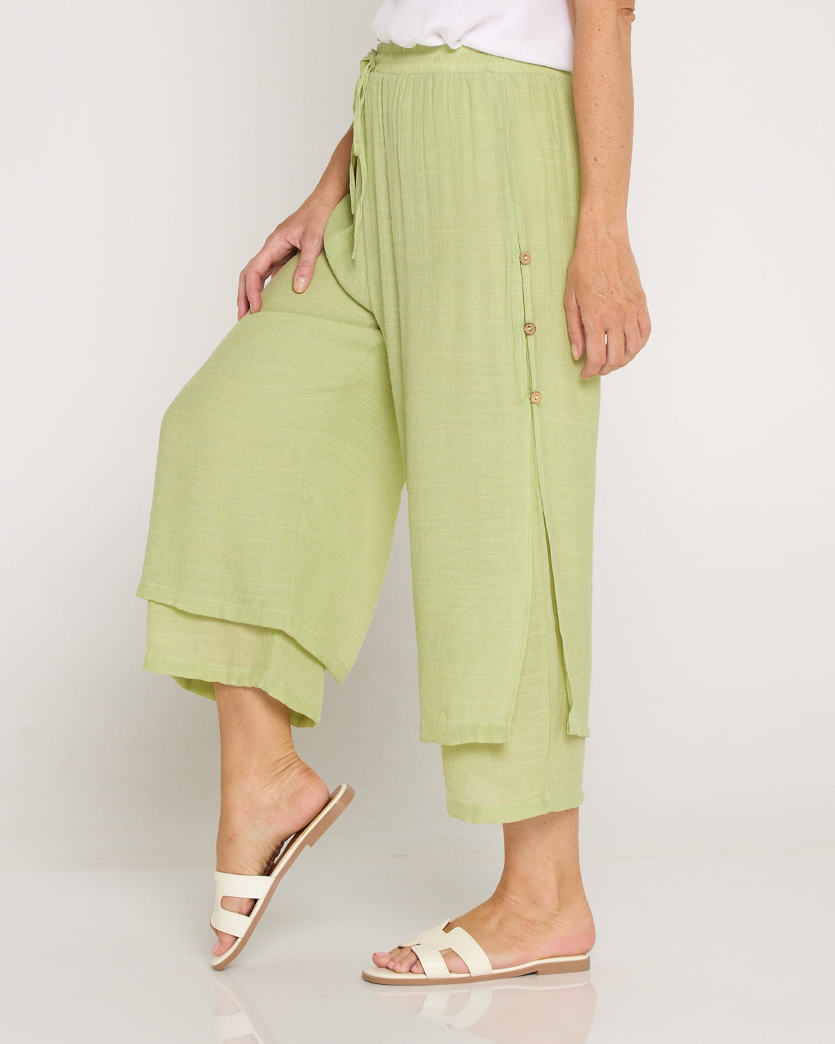 Liana Cropped Pants - Light Sage