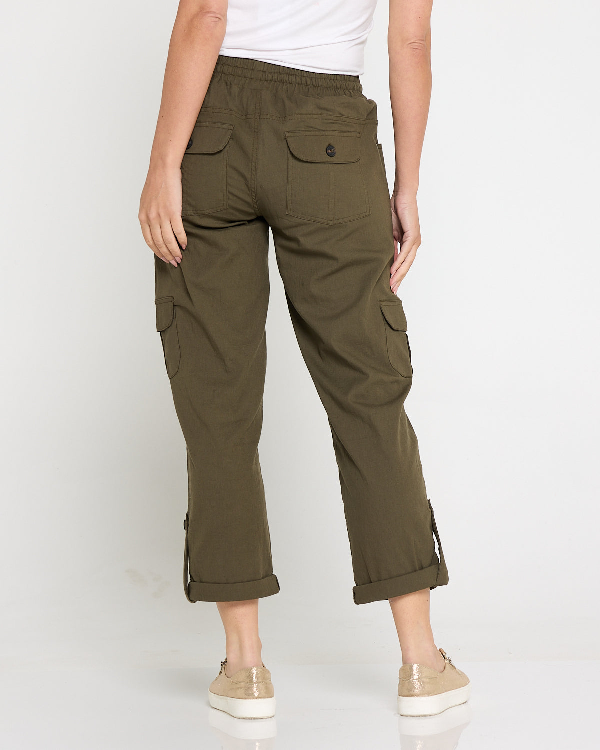Issy Linen Blend Cargo Pants- Khaki