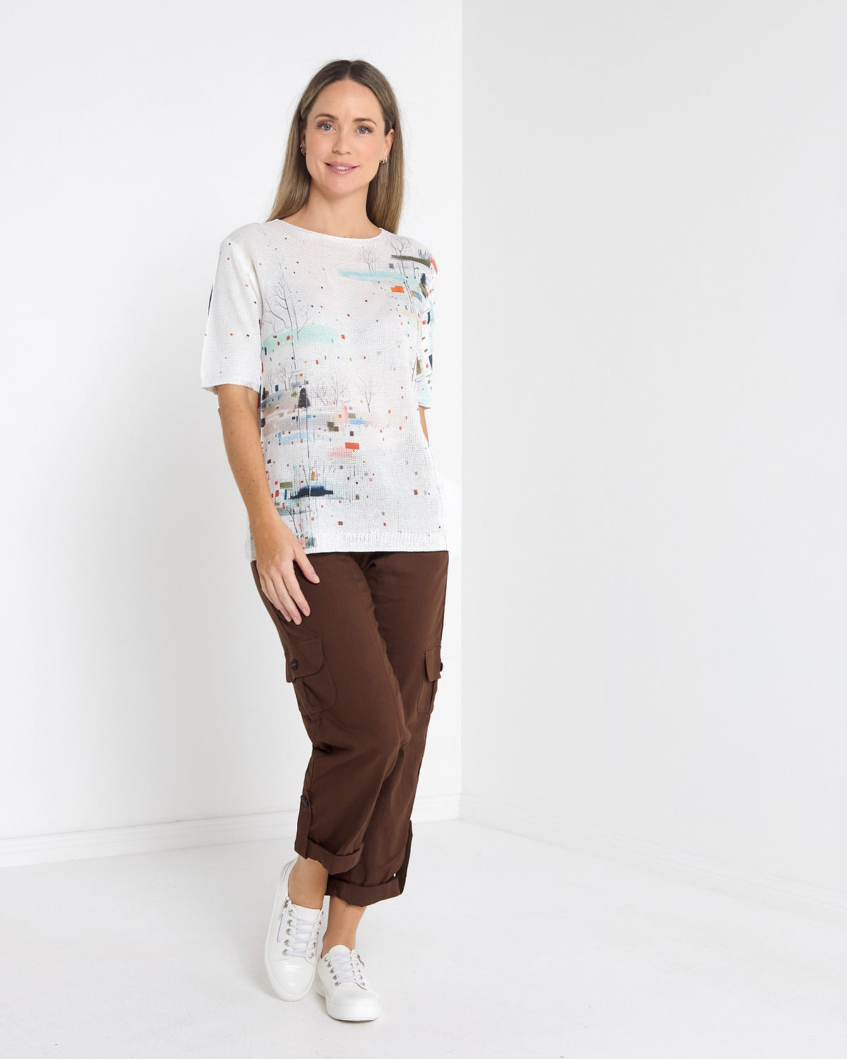 Issy Linen Blend Cargo Pants - Chocolate