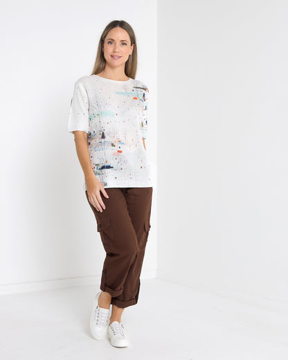 Issy Linen Blend Cargo Pants - Chocolate