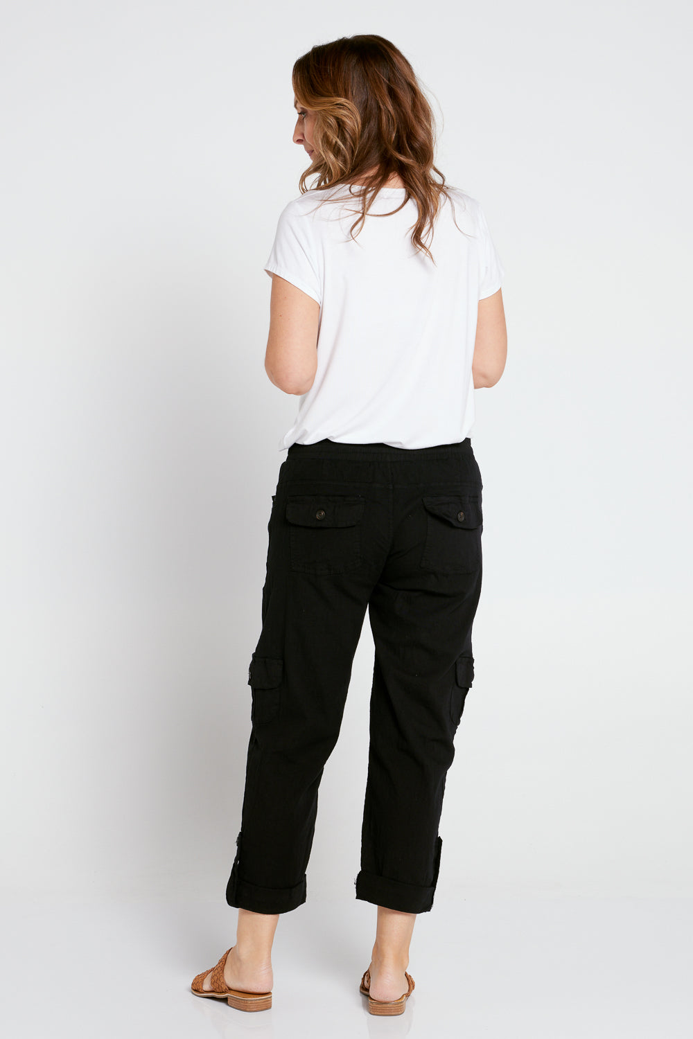 Issy Linen Blend Cargo Pants - Black