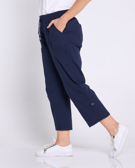 Sammy Roll Cuff Capri - Navy