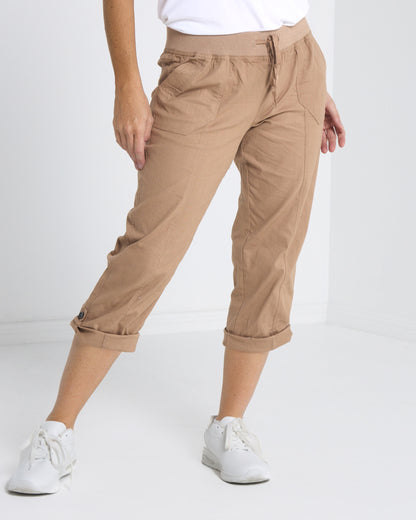Sammy Roll Cuff Capri - Taupe