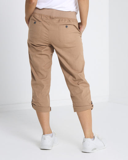 Sammy Roll Cuff Capri - Taupe