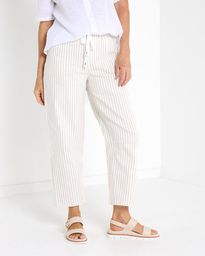 Soho Cotton Pants - Beige Stripe