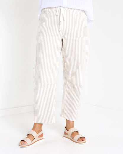 Soho Cotton Pants - Beige Stripe