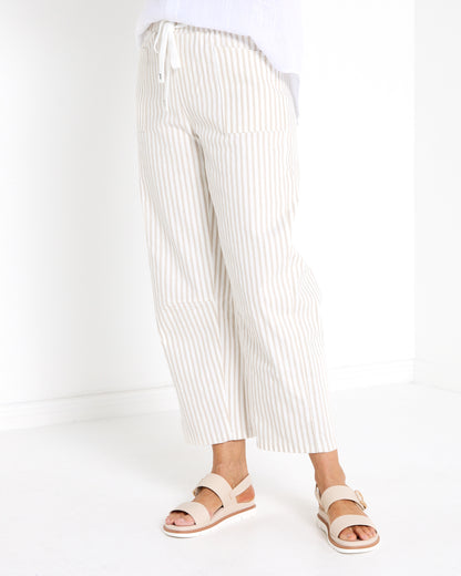 Soho Cotton Pants - Beige Stripe