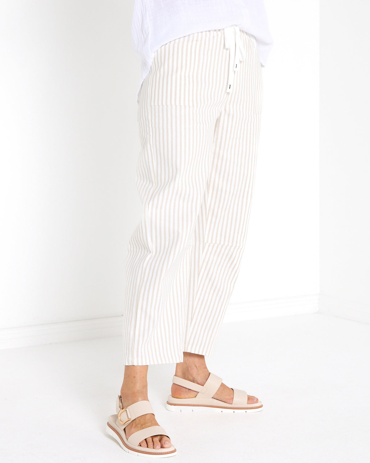 Soho Cotton Pants - Beige Stripe