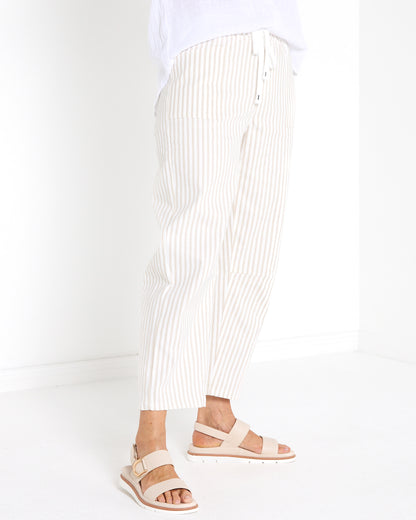 Soho Cotton Pants - Beige Stripe