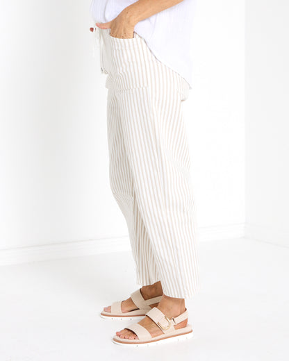 Soho Cotton Pants - Beige Stripe