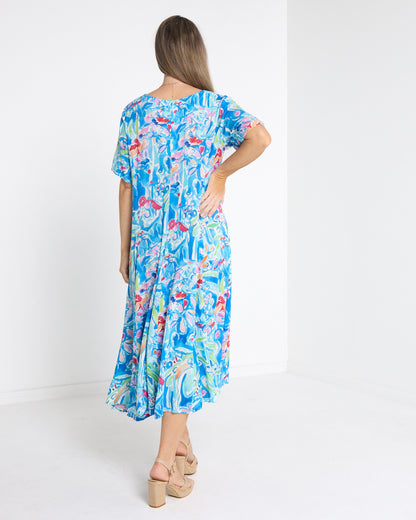 Mileka Midi Dress - Blue Watercolour