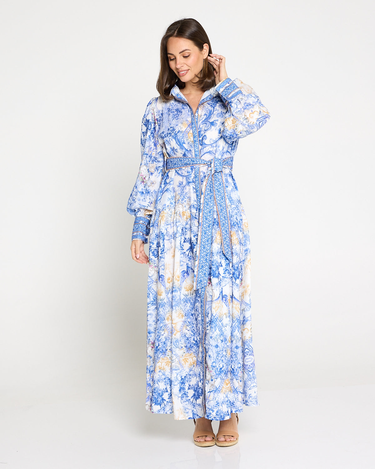 Antoinette Maxi Shirt Dress - Delft Blue