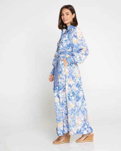 Antoinette Maxi Shirt Dress - Delft Blue