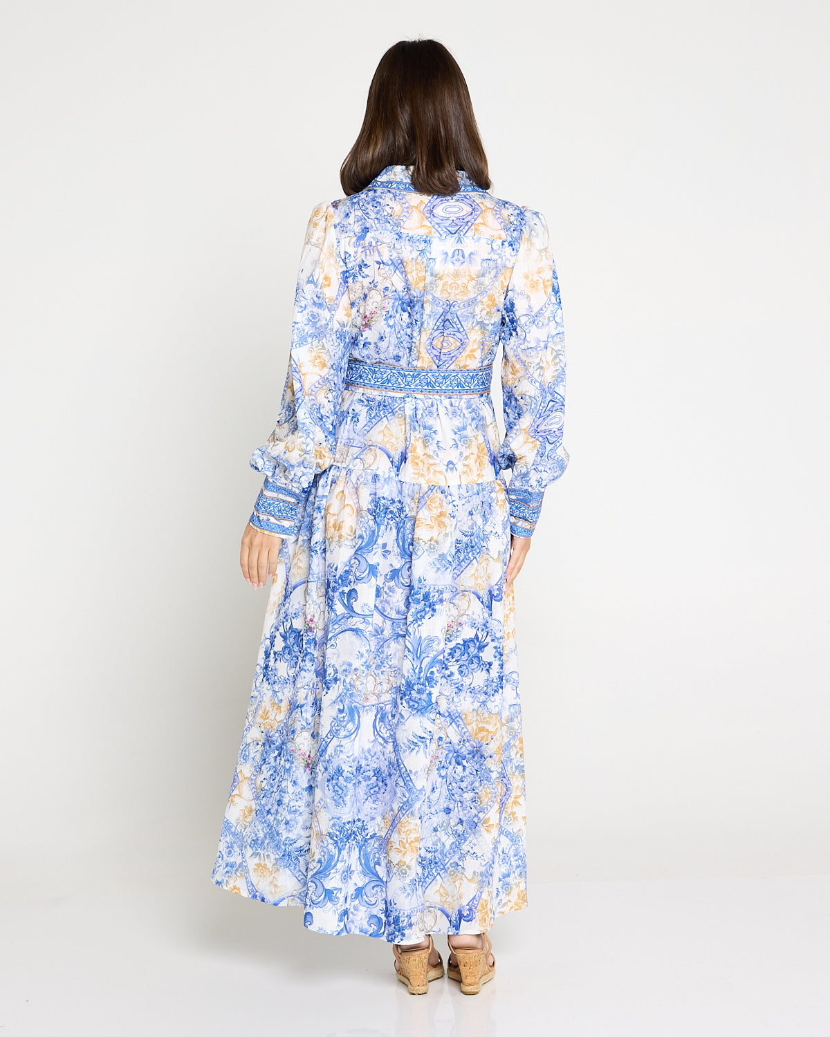 Antoinette Maxi Shirt Dress - Delft Blue