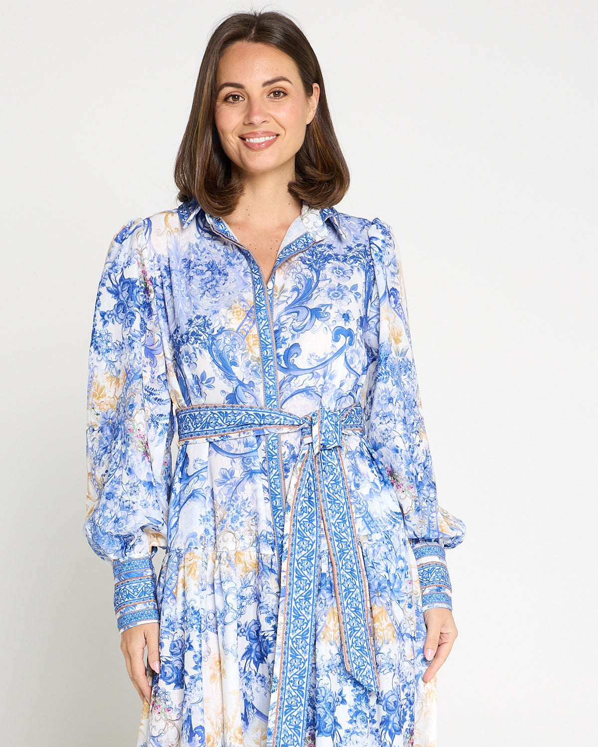 Antoinette Maxi Shirt Dress - Delft Blue