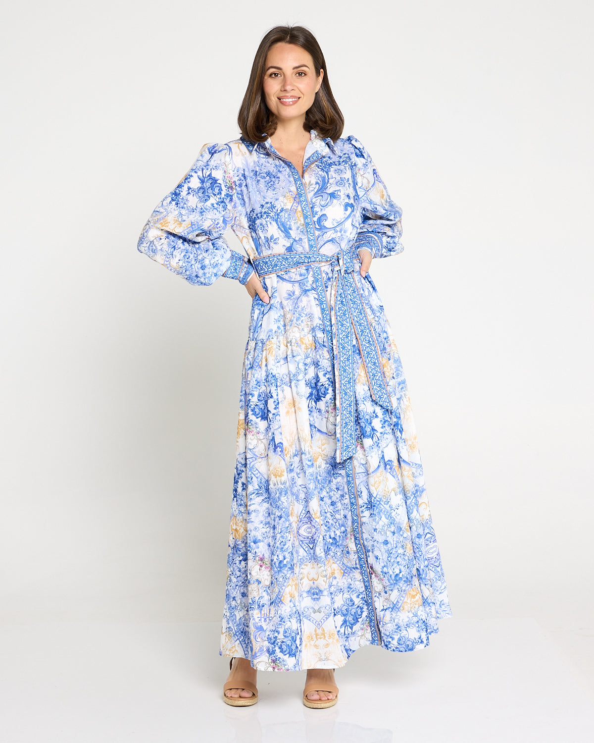 Antoinette Maxi Shirt Dress - Delft Blue