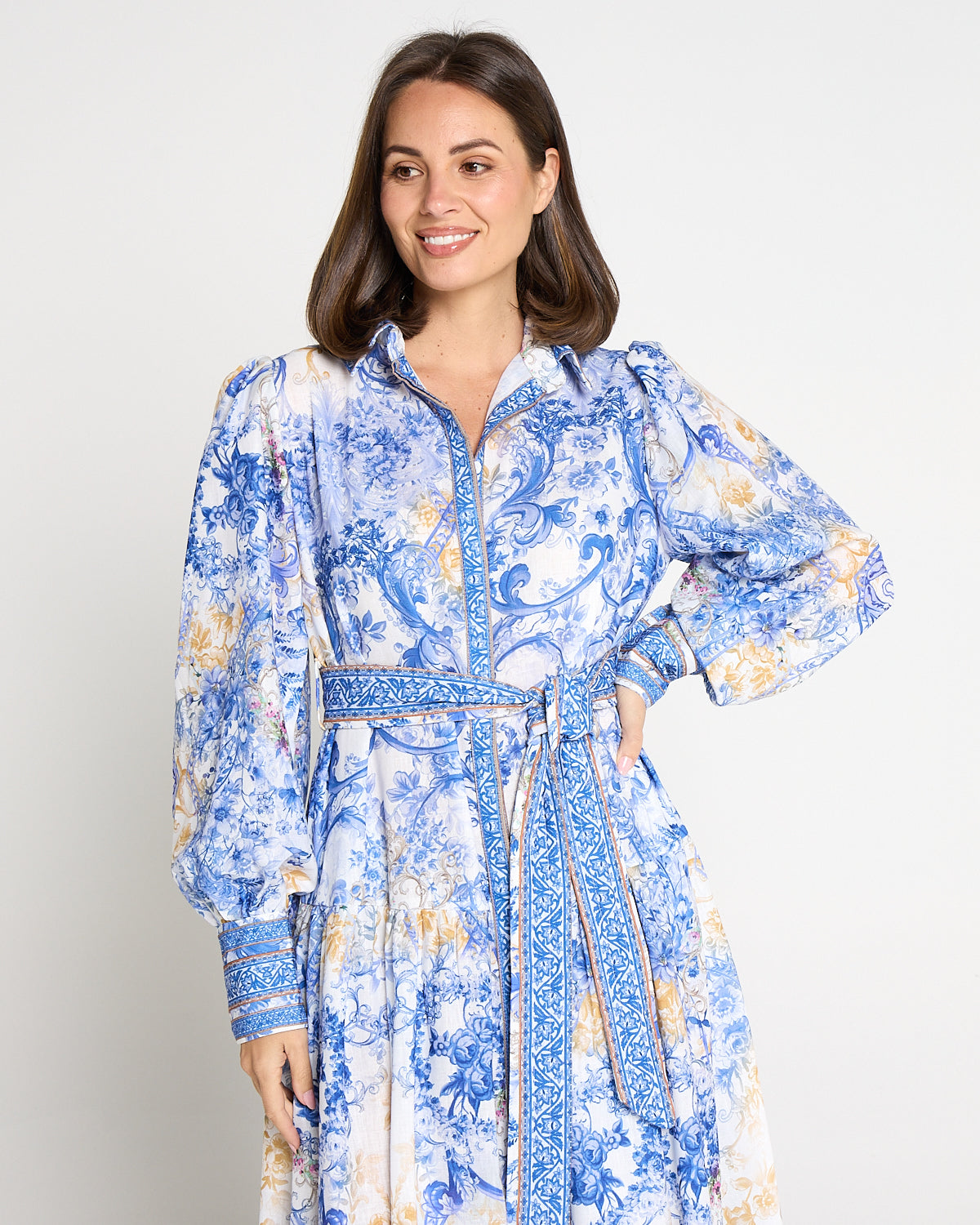 Antoinette Maxi Shirt Dress - Delft Blue