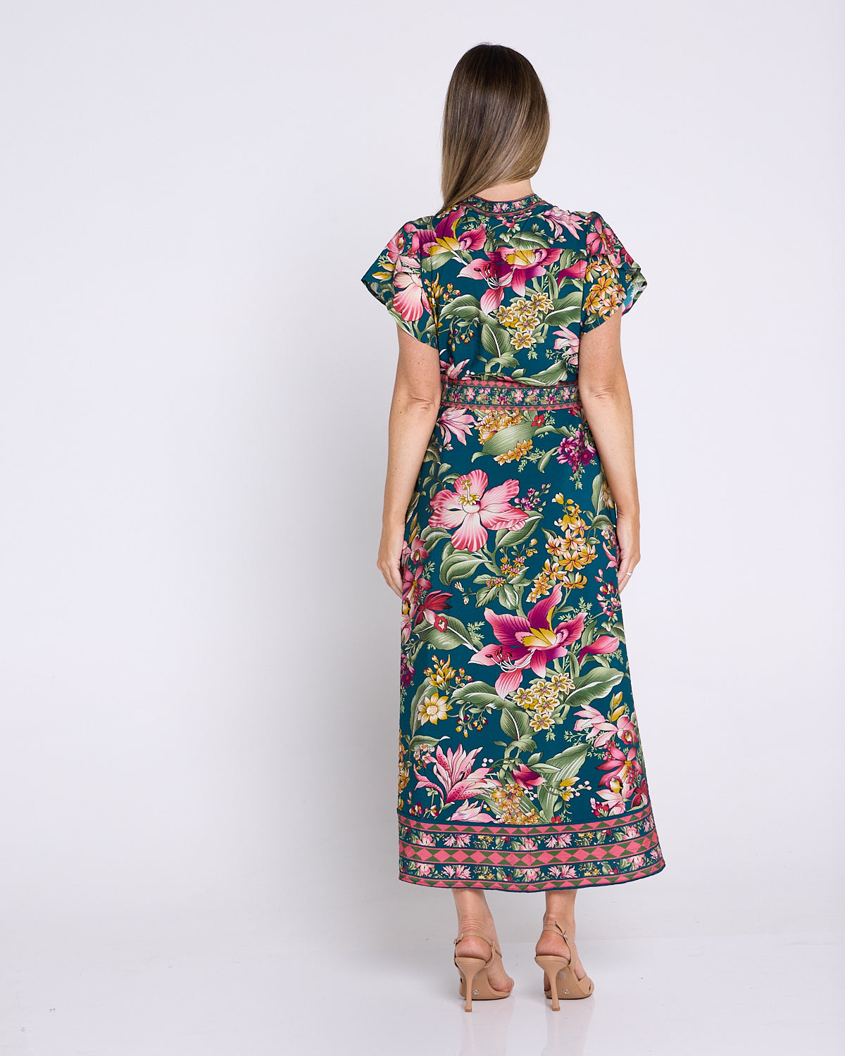 Magritte Dress - Teal Botanical Bouquet