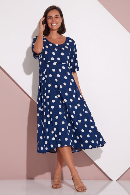 Waterhouse Dress - Navy Spot