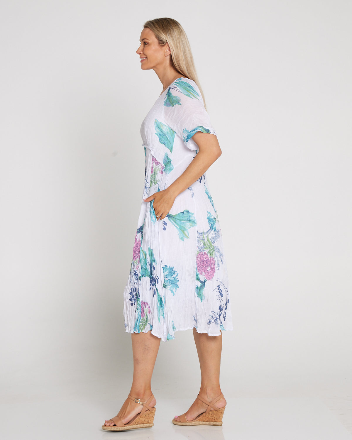 Waterhouse Dress - White/Teal/Hydrangea