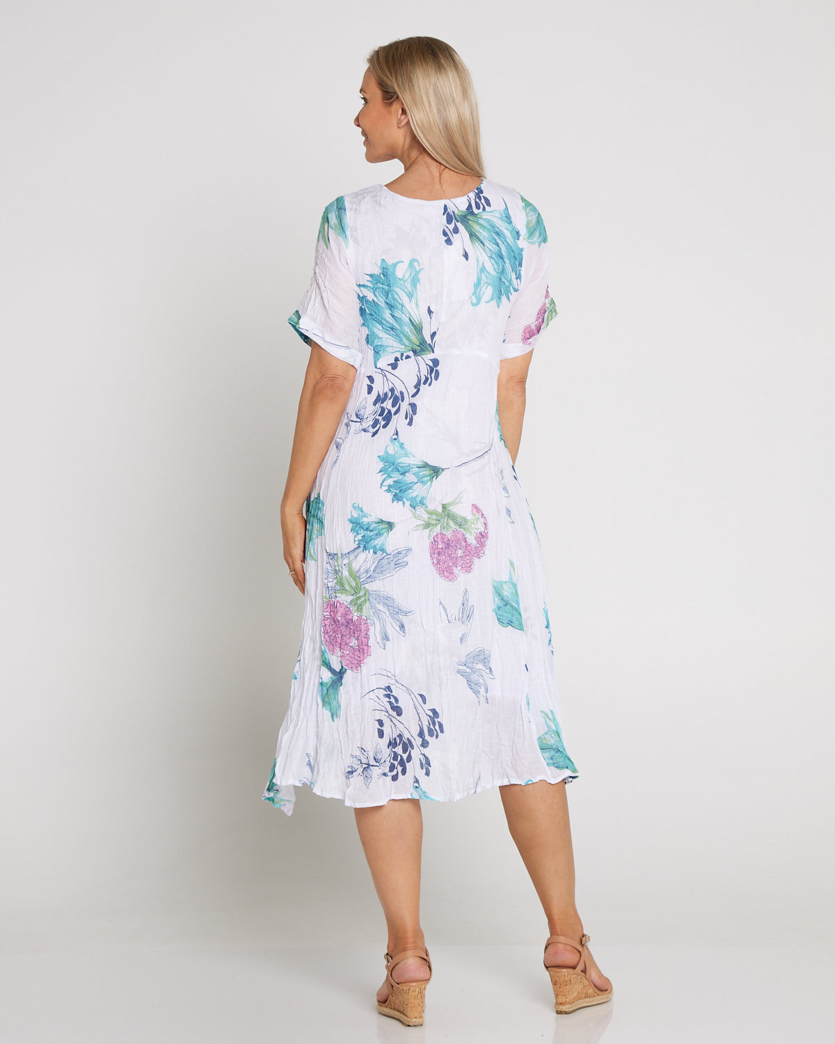 Waterhouse Dress - White/Teal/Hydrangea