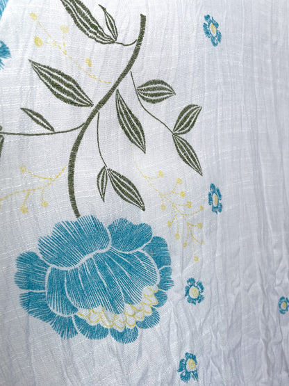 Waterhouse Dress - White/Teal Artisan Floral