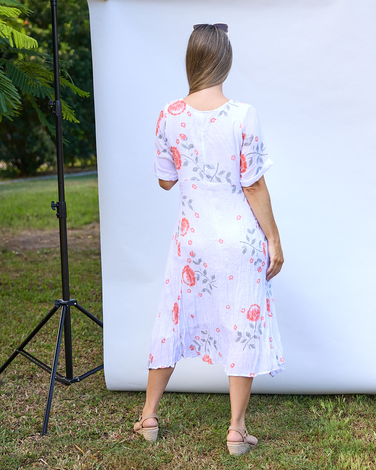 Waterhouse Dress - White/Orange Artisan Floral