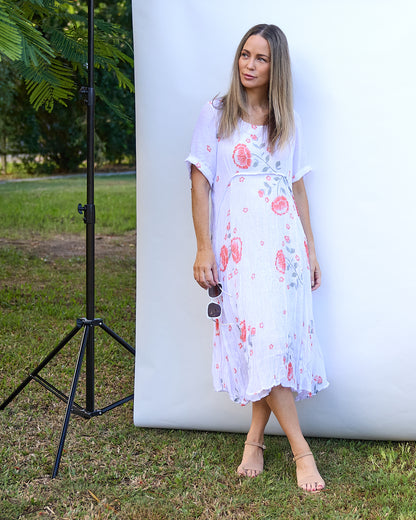 Waterhouse Dress - White/Orange Artisan Floral