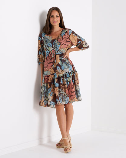 Delaney Dress - Choc Tropical