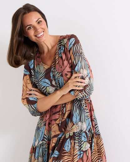 Delaney Dress - Choc Tropical