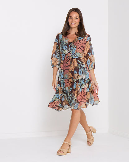 Delaney Dress - Choc Tropical
